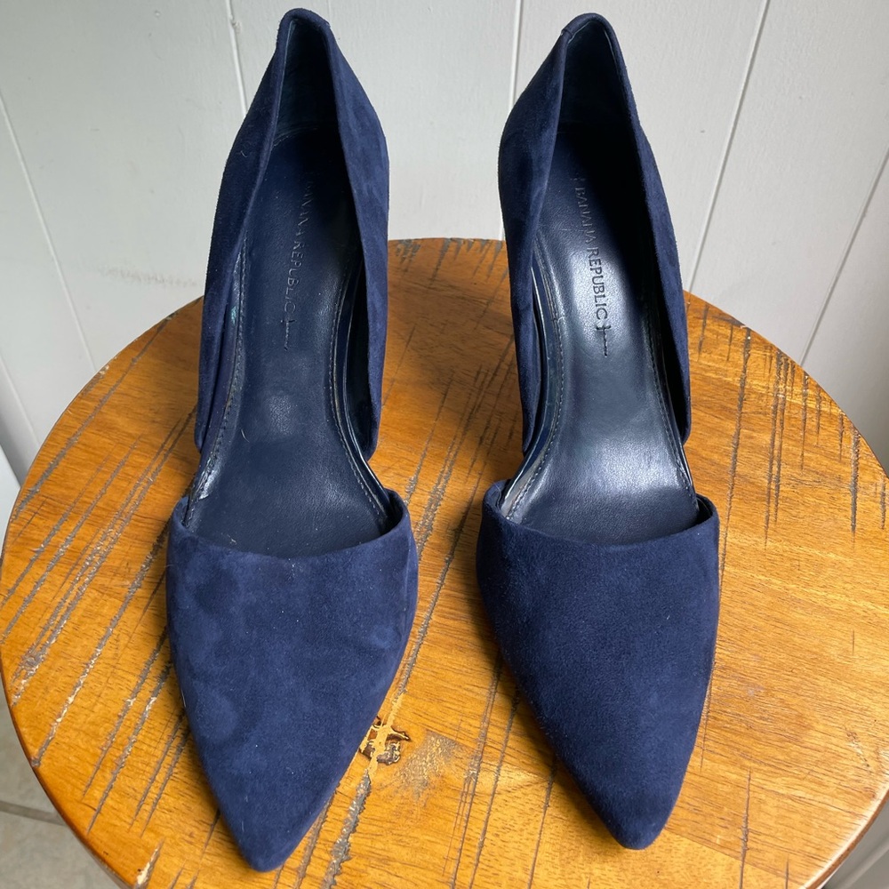 Navy Blue Suede Heels
